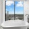 large soaking tub with shelving and windows
